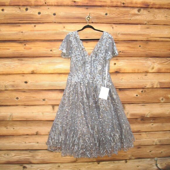 Mac Duggal 20392 Womens EMBELLISHED BUTTERFLY FIT AND FLARE TEA-LENGTH DRESS 10 - Picture 6 of 15